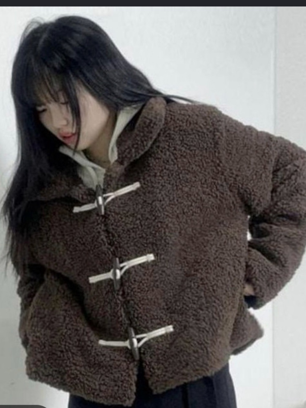 5/$25 DAZY neutral gray faux fur teddy coat jacket